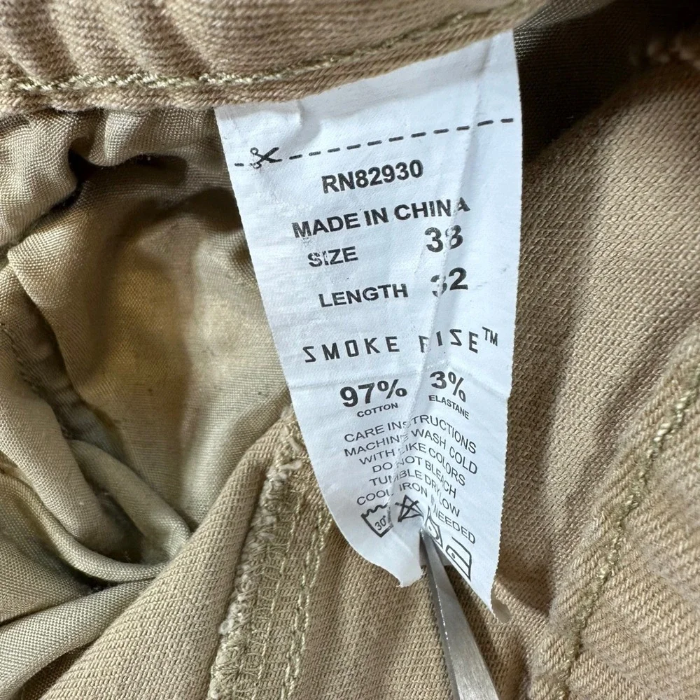 Smoke Rise Cargo Moto Jeans Mens Size 38x32 Khaki Tan Tactical Moto